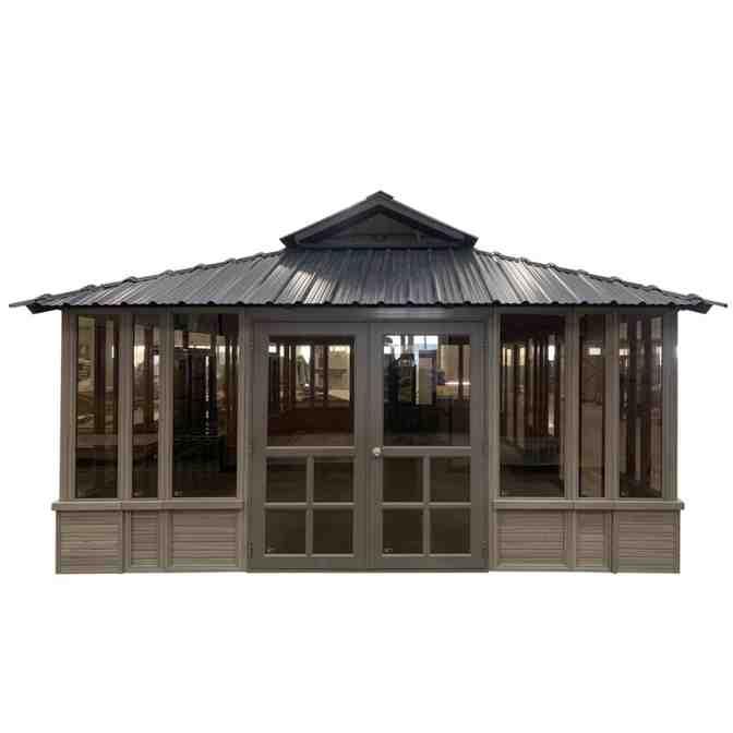 Solid Wood Patio Gazebo, 28 Ft W x 15.5 Ft D