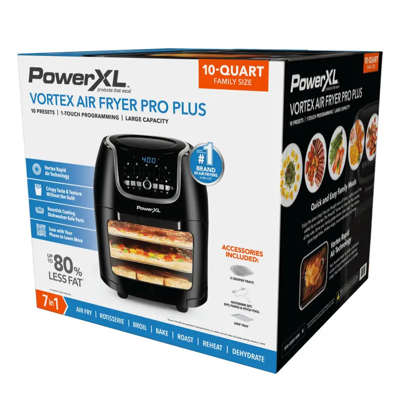 PowerXL Vortex Air Fryer Pro Plus 10 Quart Black 1700 Watts