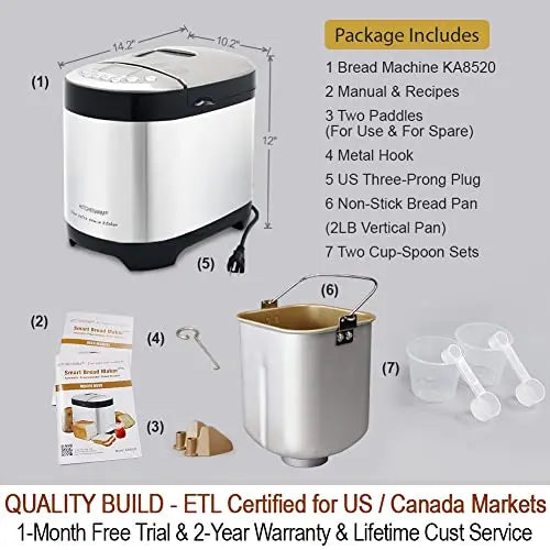 KitchenArm 29-in-1 Smart Bread Maker With Gluten Free Setting