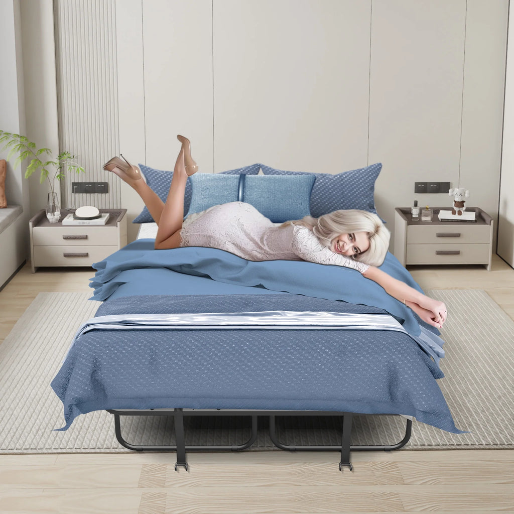 Folding Rollaway Guest Bed With 75in x 31in Cot Mattress And 5in Memory Foam