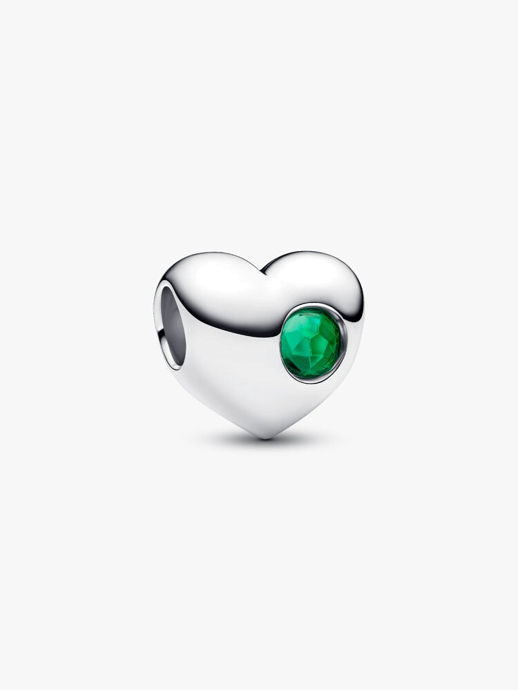 Engravable Green Stone Heart Charm