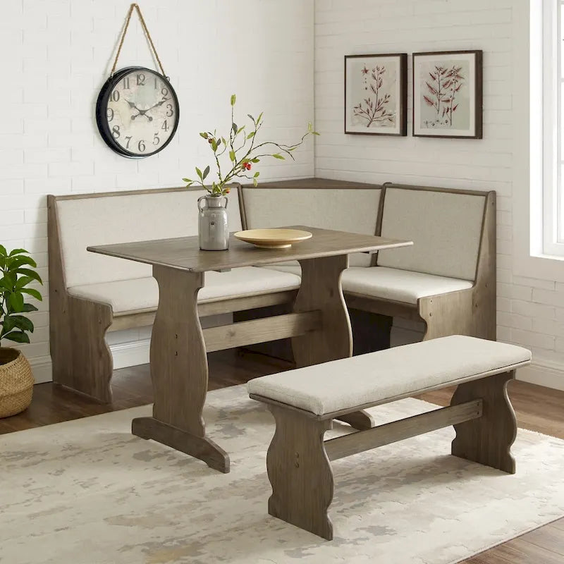 Hannah Breakfast Nook 3-Piece Dining Set With Corner Bench