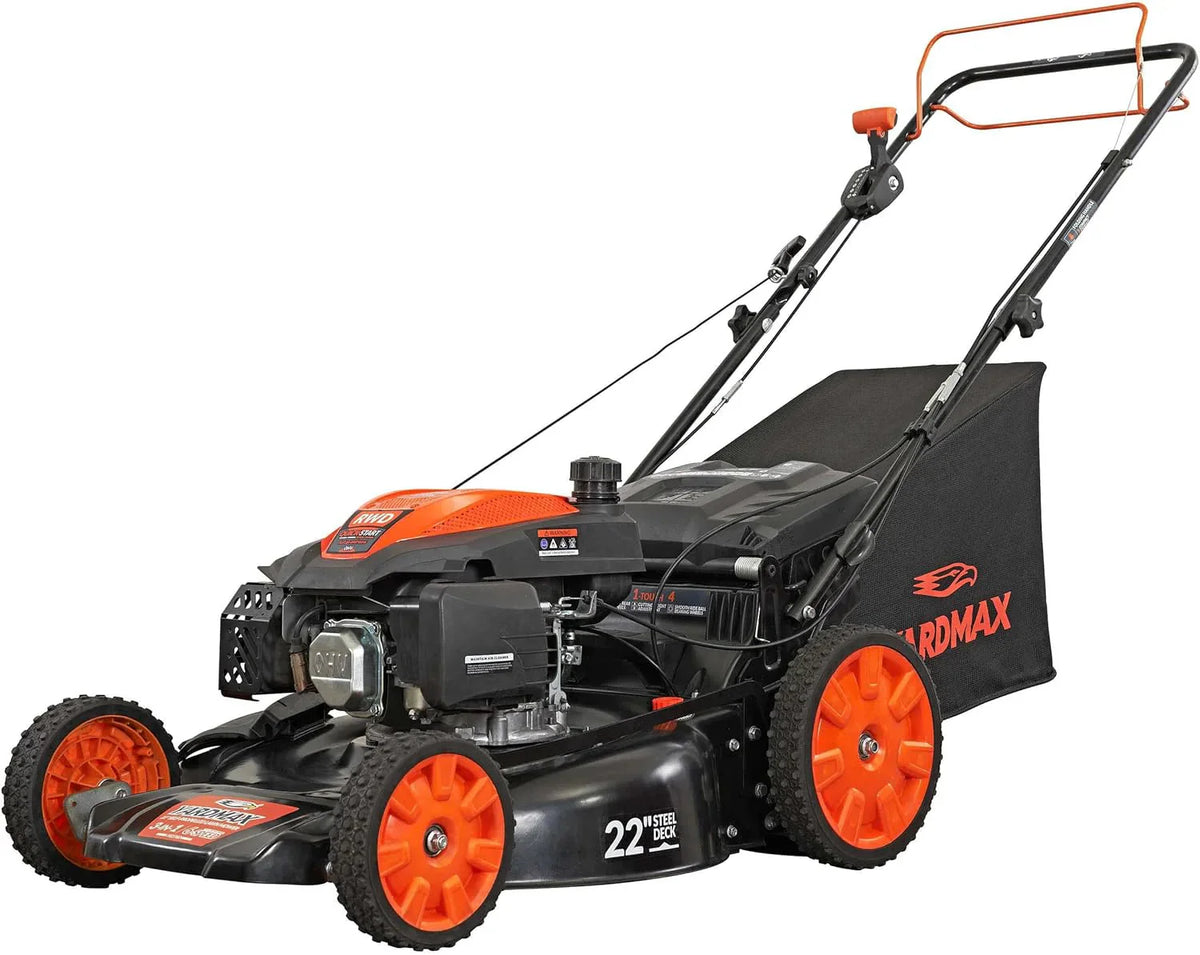 YARDMAX 22 in 201cc 6-Speed CVT RWD 3-in-1 Self-Propelled Lawn Mower, Black - YG2760