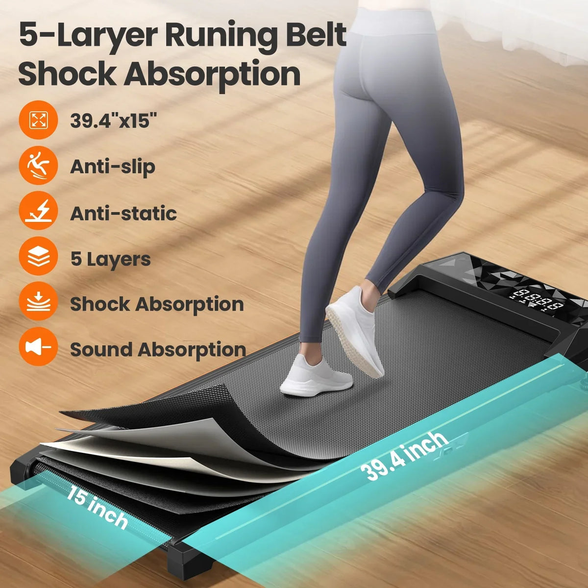 CoolHut 4-in-1 Walking Pad Under Desk Treadmill, 265 lb Capacity