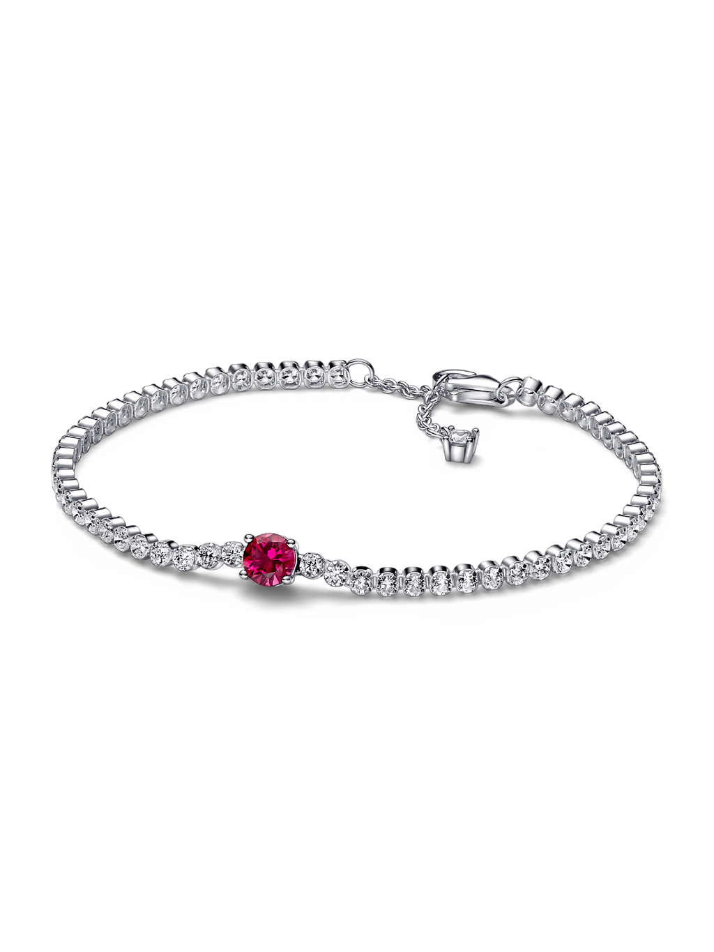 Red Sparkling Round Pavé Tennis Bracelet
