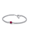 Red Sparkling Round Pavé Tennis Bracelet