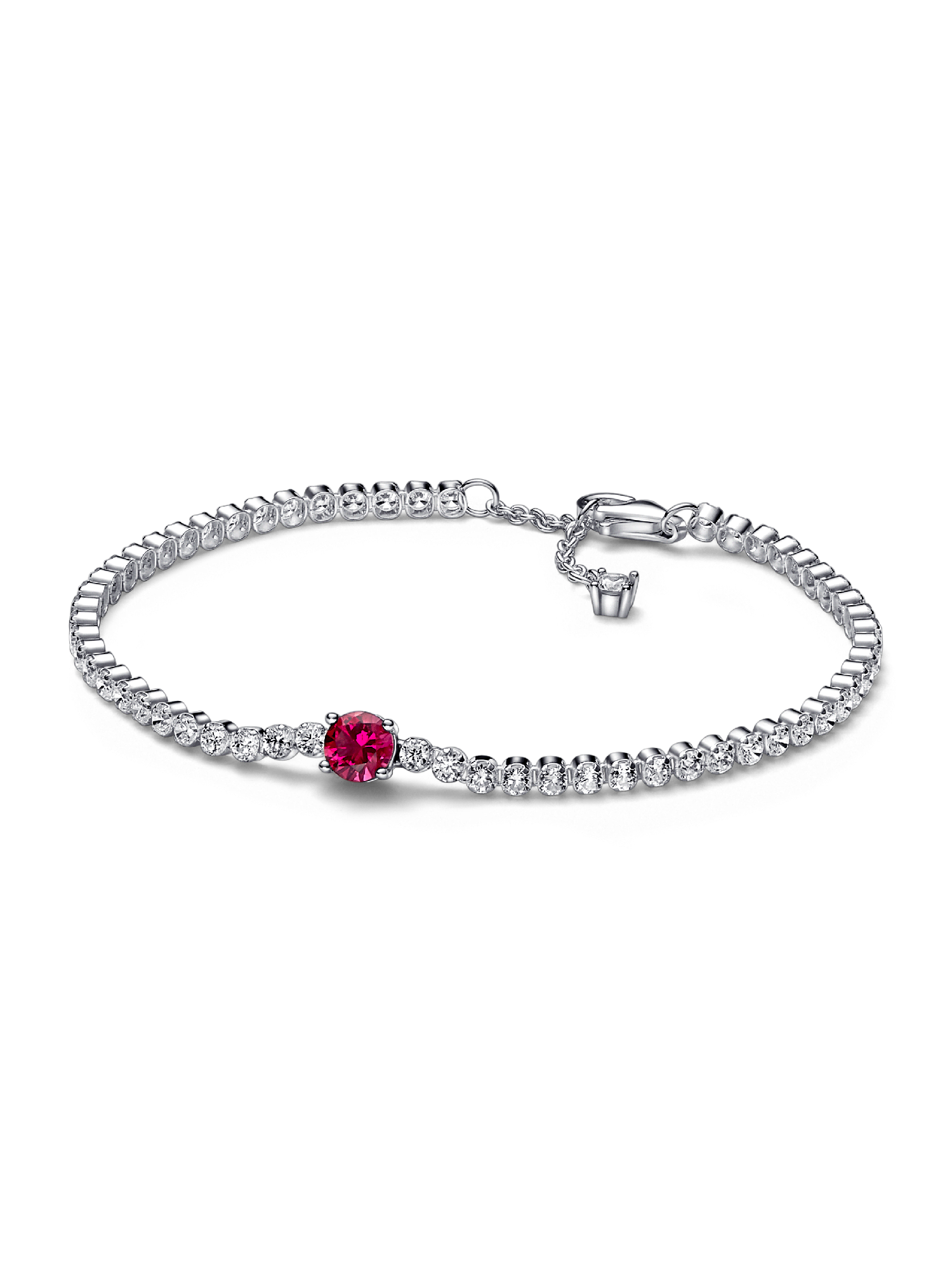 Red Sparkling Round Pavé Tennis Bracelet