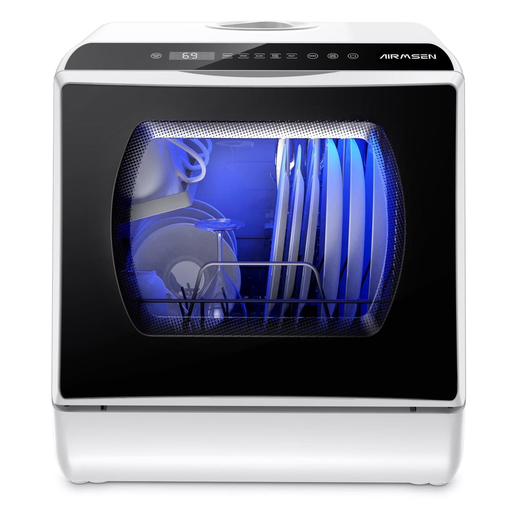 AIRMSEN Portable Countertop Dishwasher With 5L Built-In Water Tank And 5 Washing Programs - AE-TDQR03