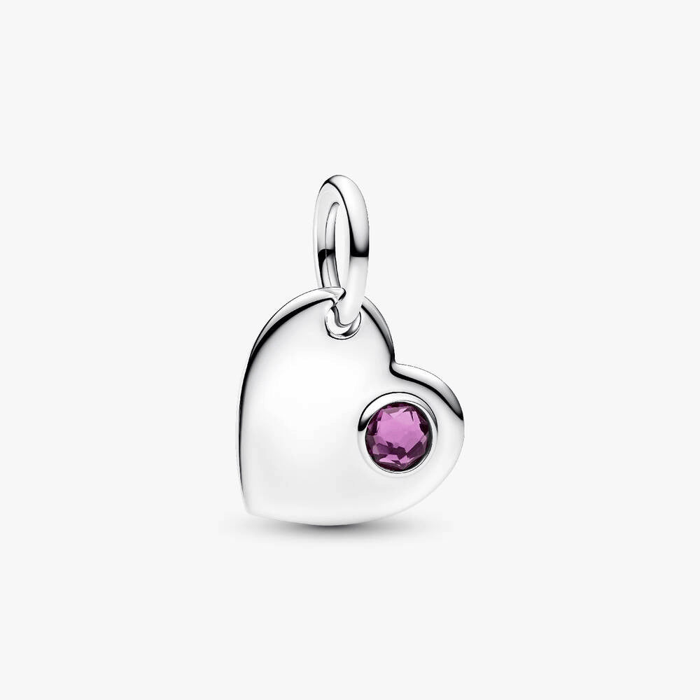 Engravable Heart Purple Stone Dangle Charm