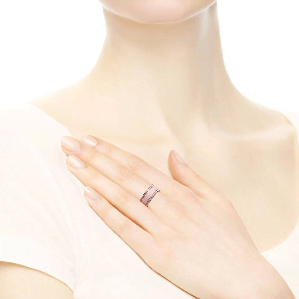 FINAL SALE - Hearts of PANDORA Ring, PANDORA Rose™, Cream Enamel & Clear CZ