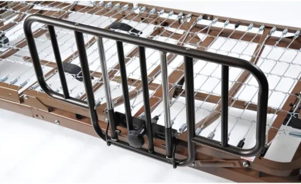 Med Mart Fully Electric Hospital Bed Set With Foam Mattress And Half Rails, Twin, Bronze, 80 x 36 x 21.5 in