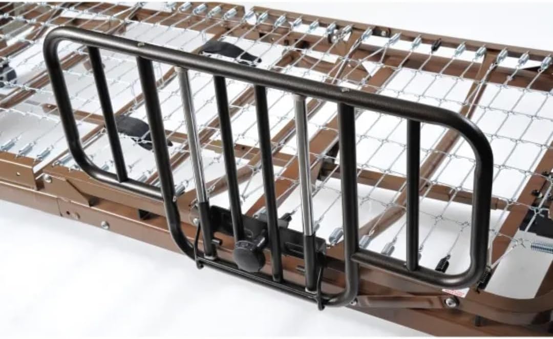 Med Mart Fully Electric Hospital Bed Set With Foam Mattress And Half Rails, Twin, Bronze, 80 x 36 x 21.5 in