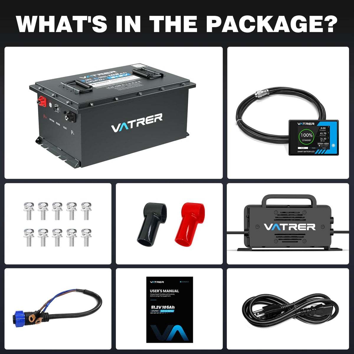 48V 105Ah Lithium Battery With Smart BMS, Touch Monitor, And App