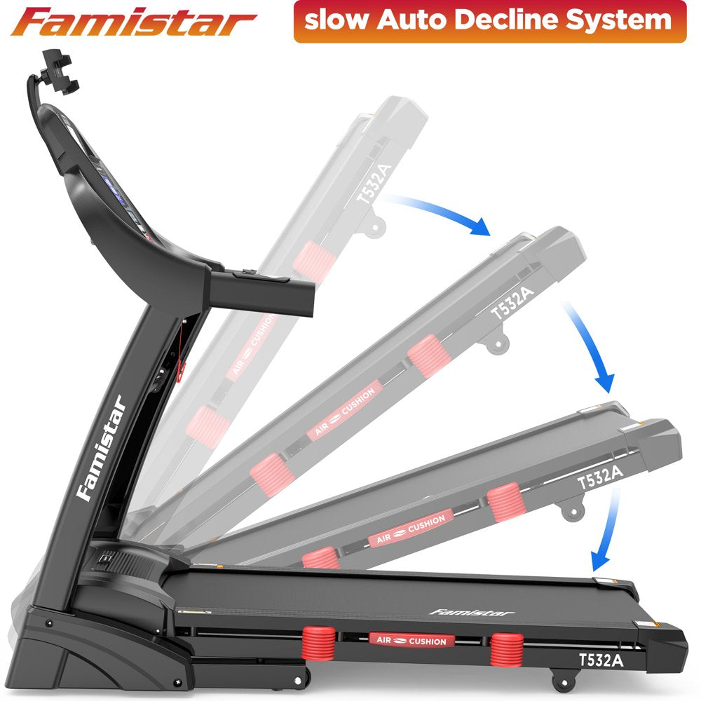 Famistar Folding Treadmill With 15 Levels Auto Incline, 300LB Capacity And 10MPH Speed