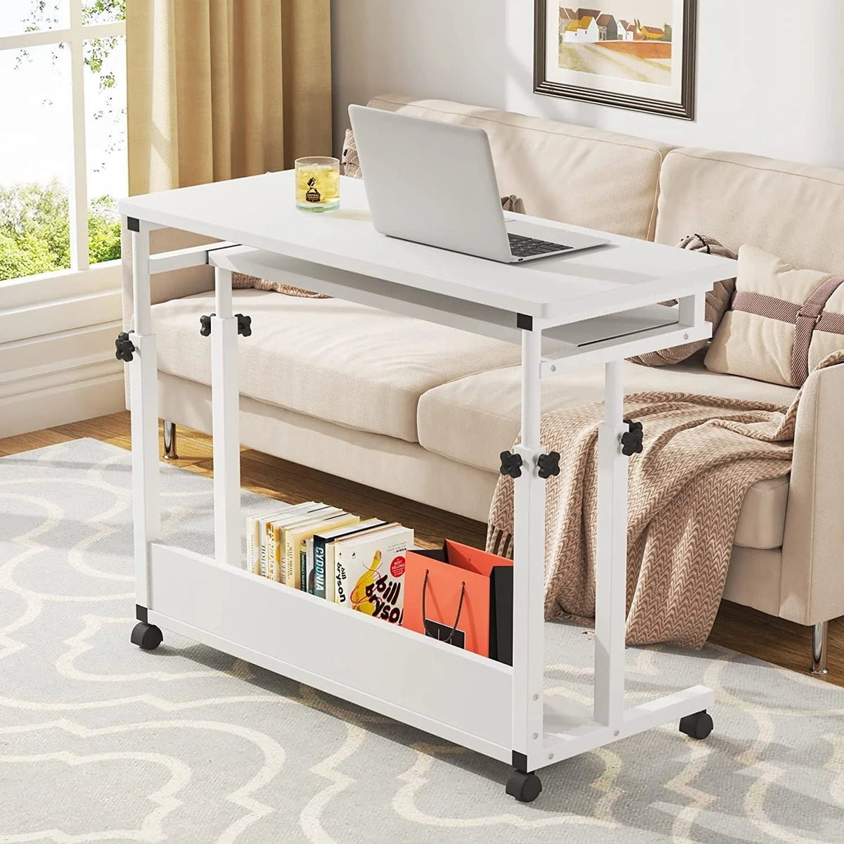 Height-Adjustable Portable Laptop Desk With Keyboard Tray, 43.3in H x 31.5in L x 17in D