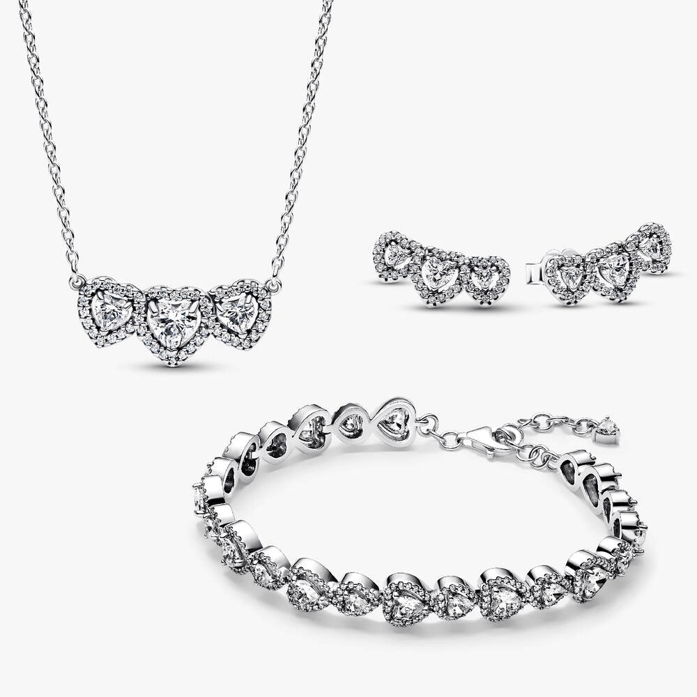 Halo Heart Trilogy Jewelry Set