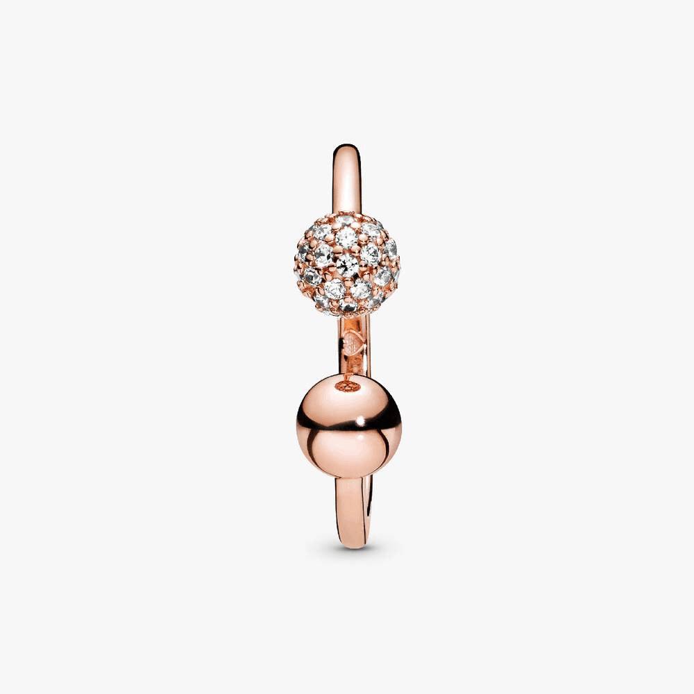FINAL SALE - Polished & Pavé Bead Open Ring