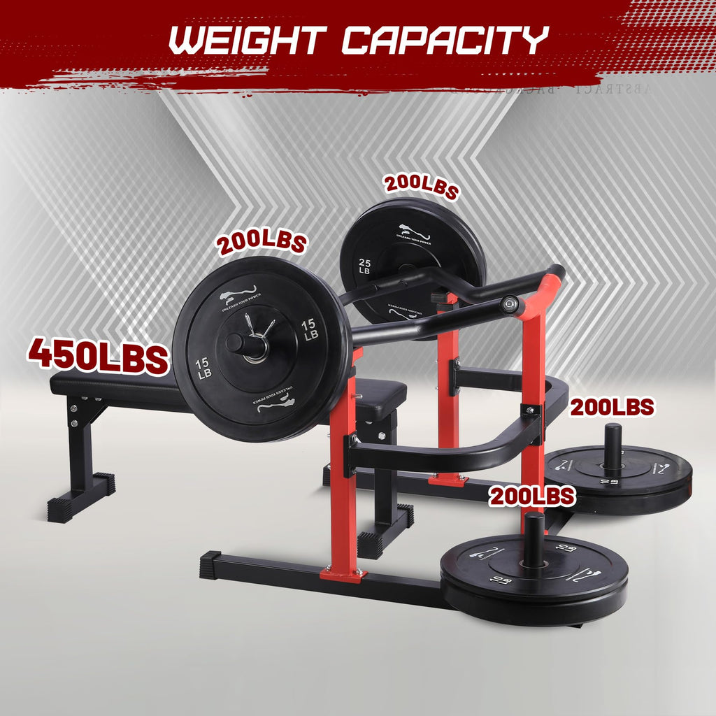 Chest Press Machine With Independent Converging Arms, Adjustable Flat Bench, 1050LBS Capacity, Red