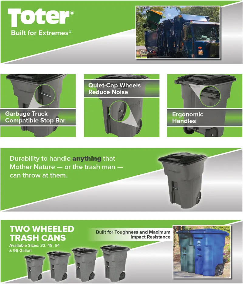 Toter 96-Gallon Wheeled Trash Can With Secure Lid