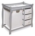 Badger Basket Sleigh-Style Baby Changing Table With 3 Baskets, Hamper, Changing Pad And Safety Rails, Gray - 37.5 in L x 19 in D x 37.5 in H