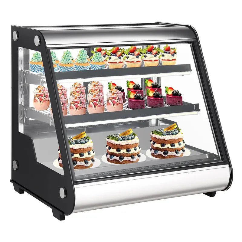 Commercial Countertop Refrigerated Display Case - 130L (4.6 Cu. Ft.), Tempered Glass, LED Lighting