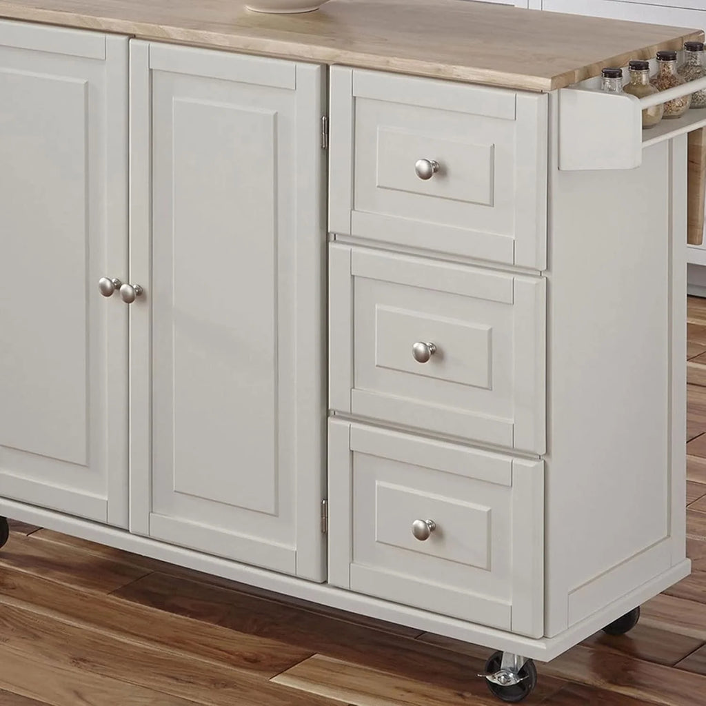 homestyles Dolly Madison Mobile Kitchen Island Cart, Soft White, 18in D x 53in W x 36in H