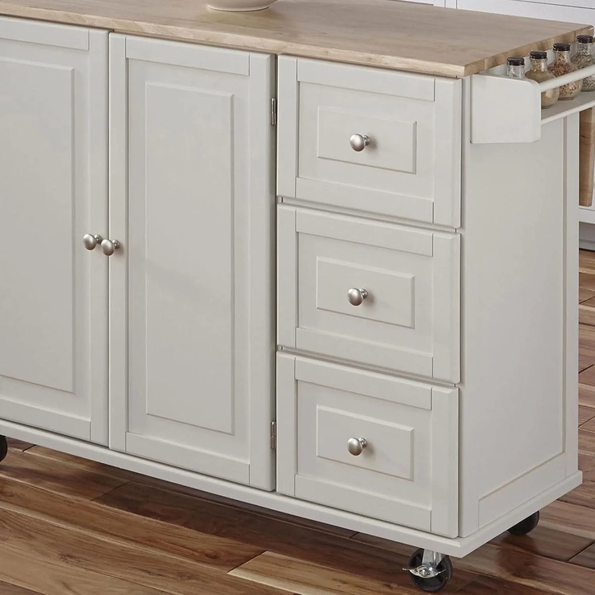 homestyles Dolly Madison Mobile Kitchen Island Cart, Soft White, 18in D x 53in W x 36in H