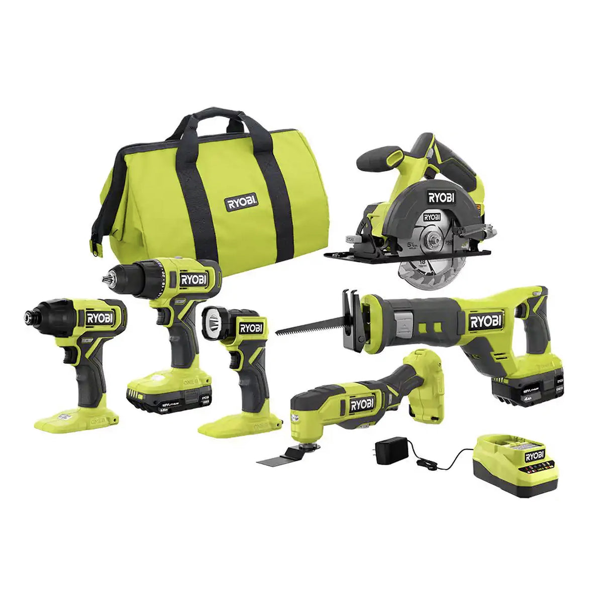 RYOBI ONE+ 18V Cordless 6-Tool Combo Kit - PCL1600K2