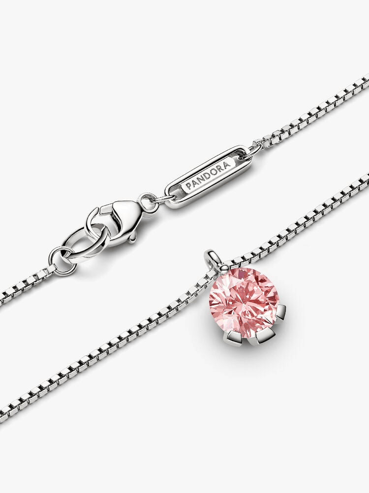 Pandora Nova 14k White Gold Lab-grown Pink Diamond Pendant Necklace