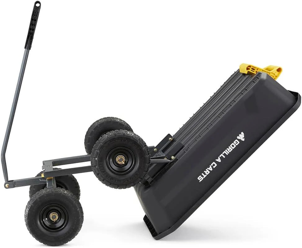 Poly Dump Garden Cart With No-Flat Tires, 7 Cubic Feet, 1200-Pound Capacity, Black - 7GCG-NF