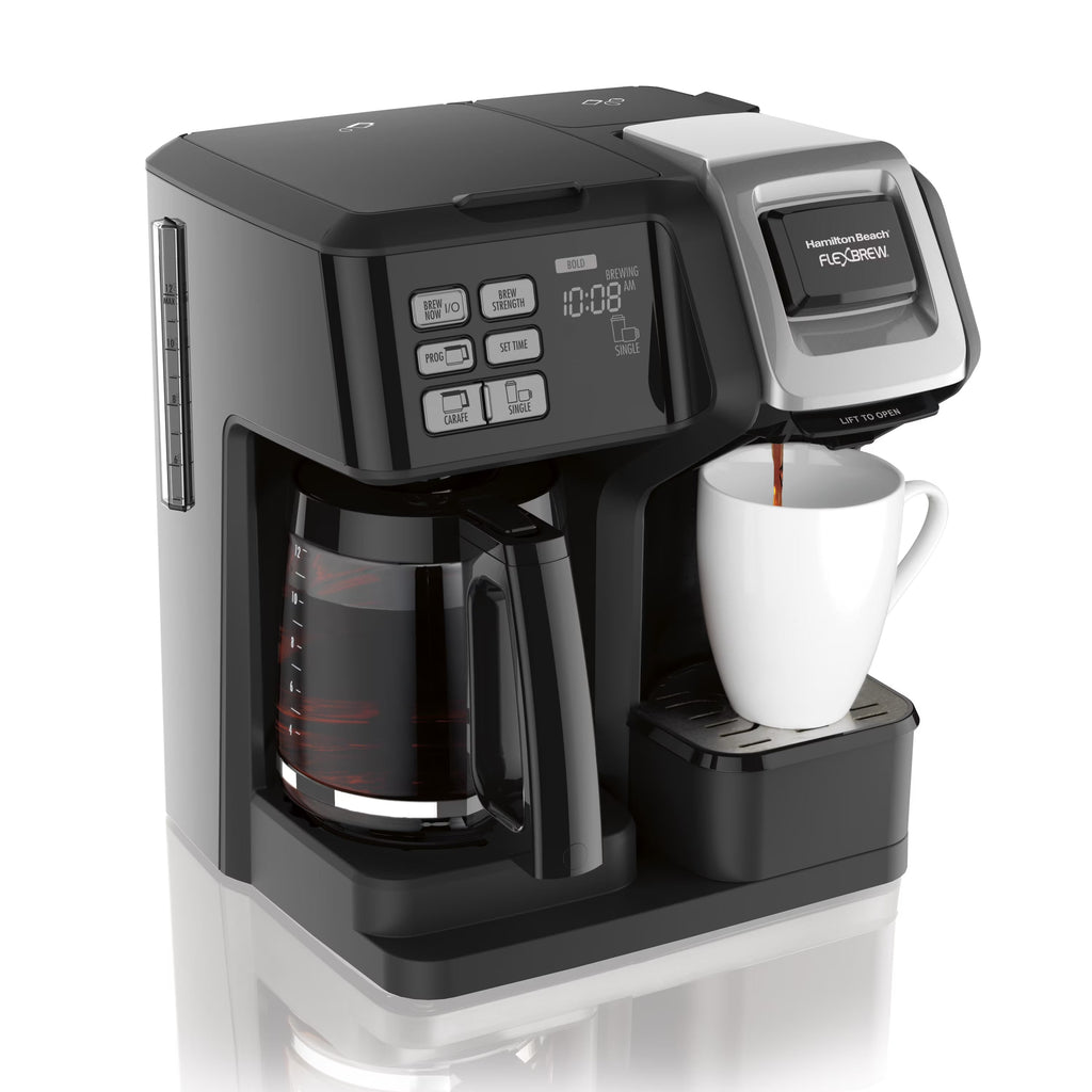 Hamilton Beach FlexBrew Trio Coffee Maker, Single-Serve, Black & Silver, 12-Cup - 49954
