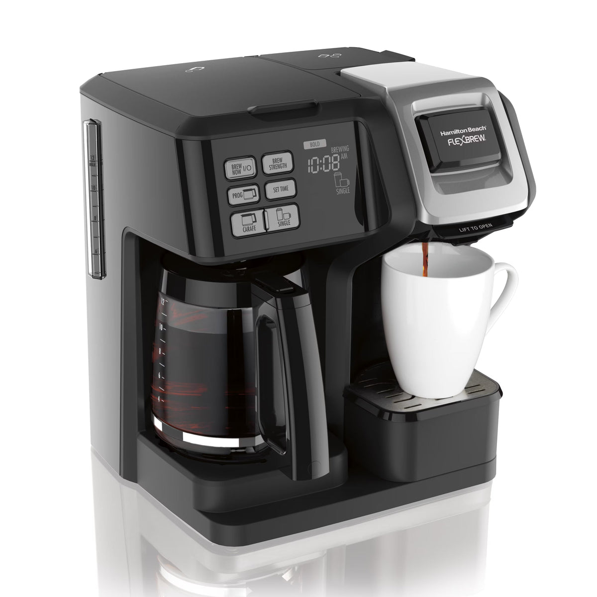 Hamilton Beach FlexBrew Trio Coffee Maker, Single-Serve, Black & Silver, 12-Cup - 49954