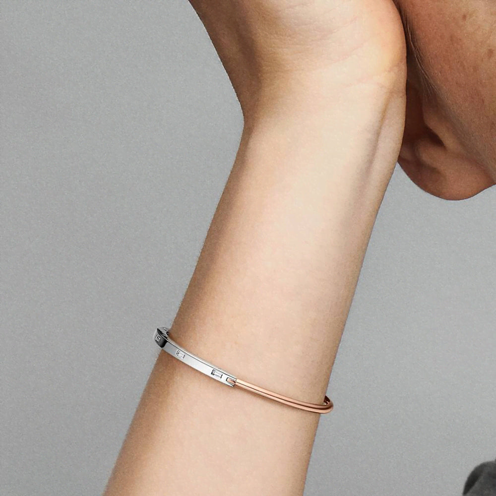 Pandora Signature Two-tone I-D Pavé Bangle
