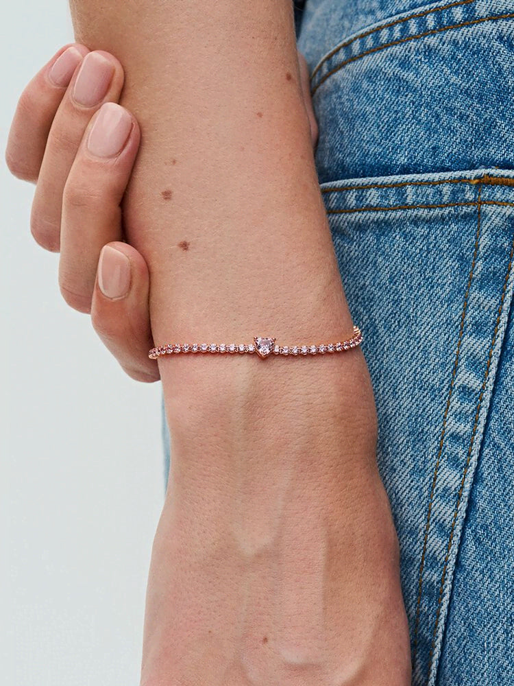 Sparkling Heart Tennis Bracelet