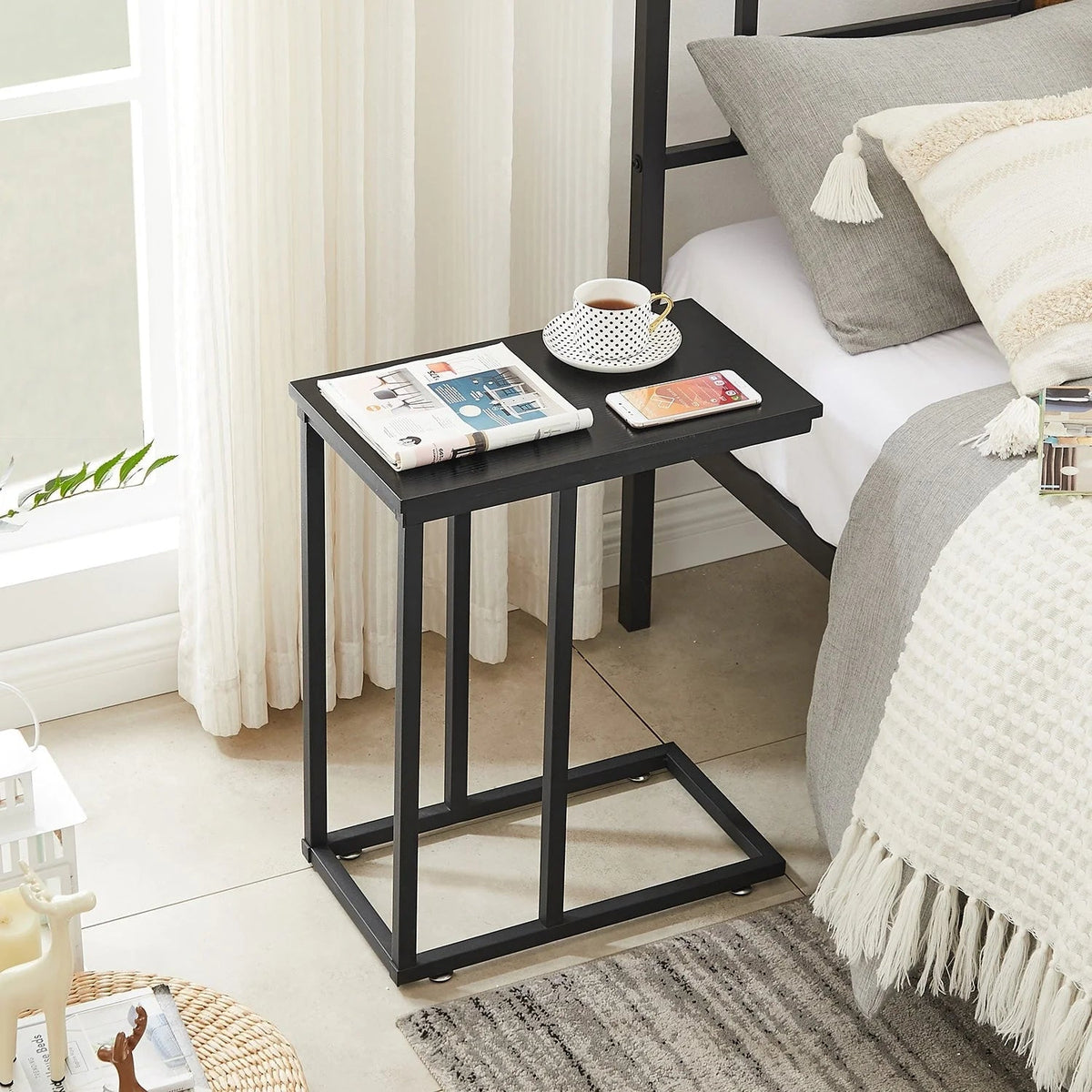 C-Shaped Sofa Side Tables, Set of 2, 11" D x 19" W x 24" H