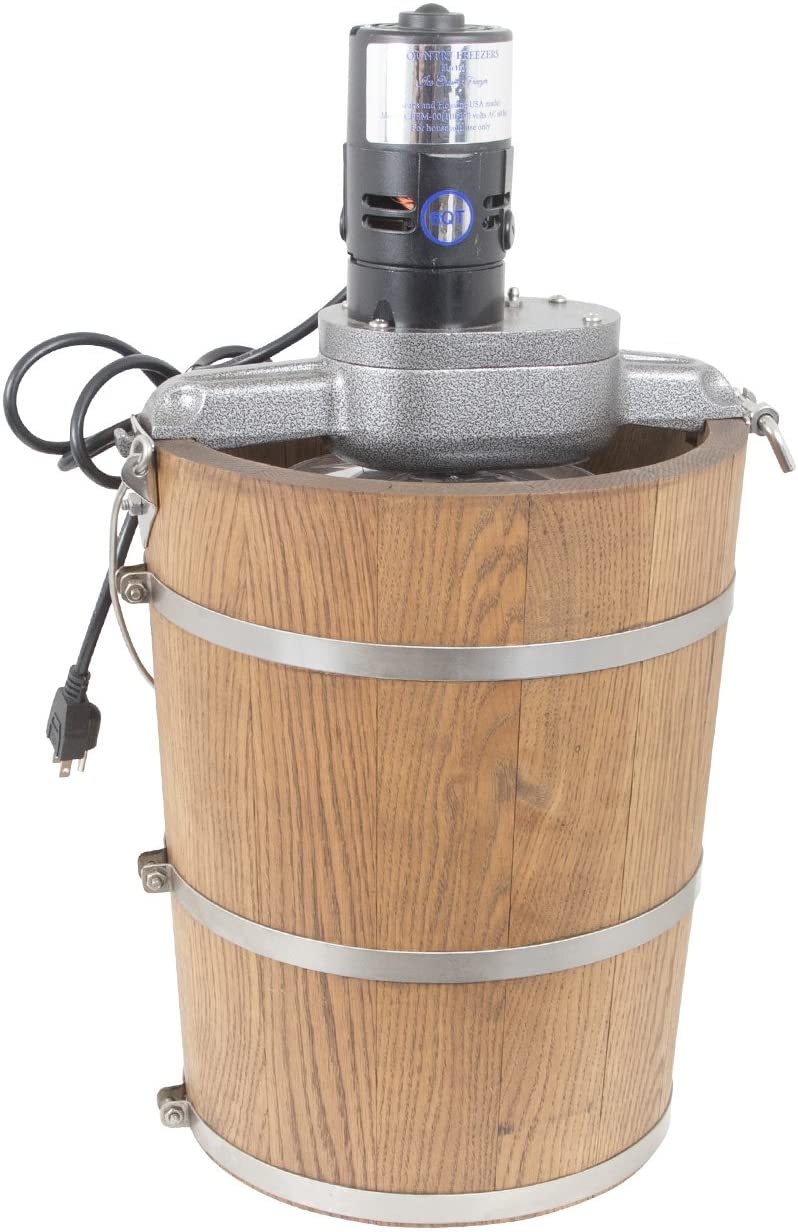 6-Quart White Oak Tub Ice Cream Maker With Electric Motor