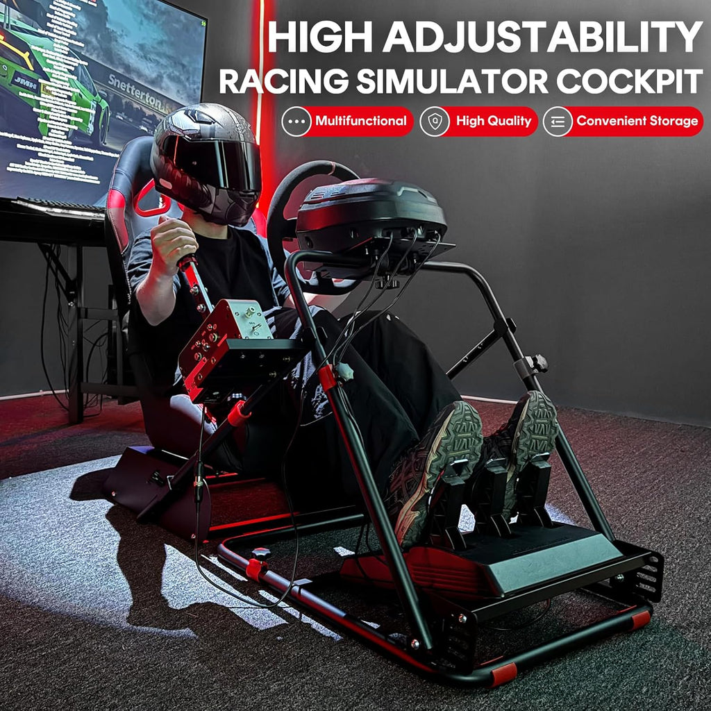 RACGTING Racing Simulator Cockpit With Foldable Seat - Logitech/Thrustmaster