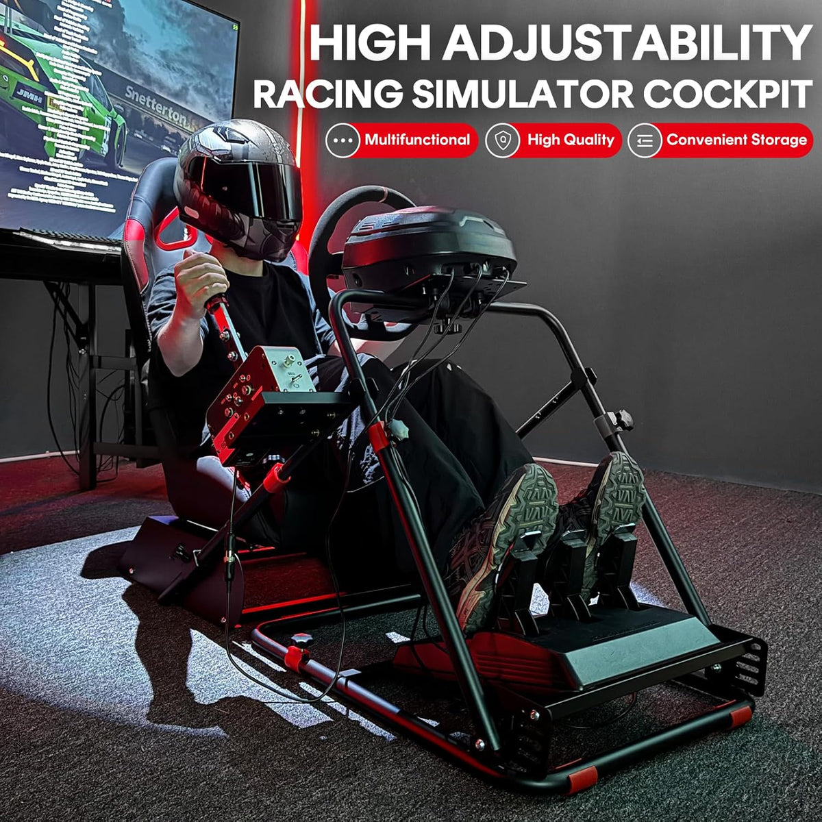 RACGTING Racing Simulator Cockpit With Foldable Seat - Logitech/Thrustmaster
