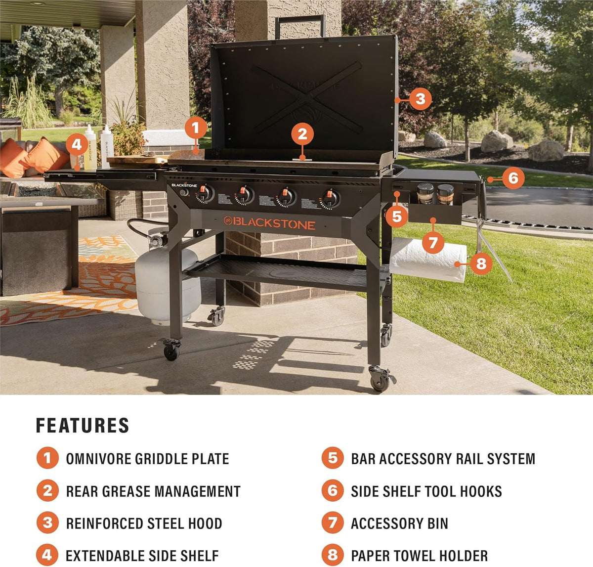 BLACKSTONE 36in Omnivore Gas Griddle, 768 Square Inches, Powder Coated Black - 2310