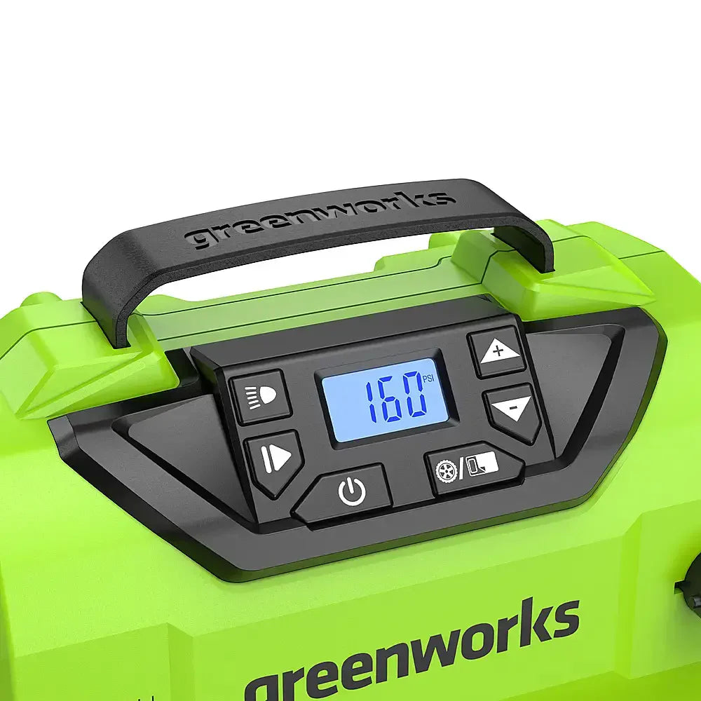 Greenworks 24 Volt 160-PSI Battery Powered Inflator With 2.0 Ah USB-C Battery And Charger - Green