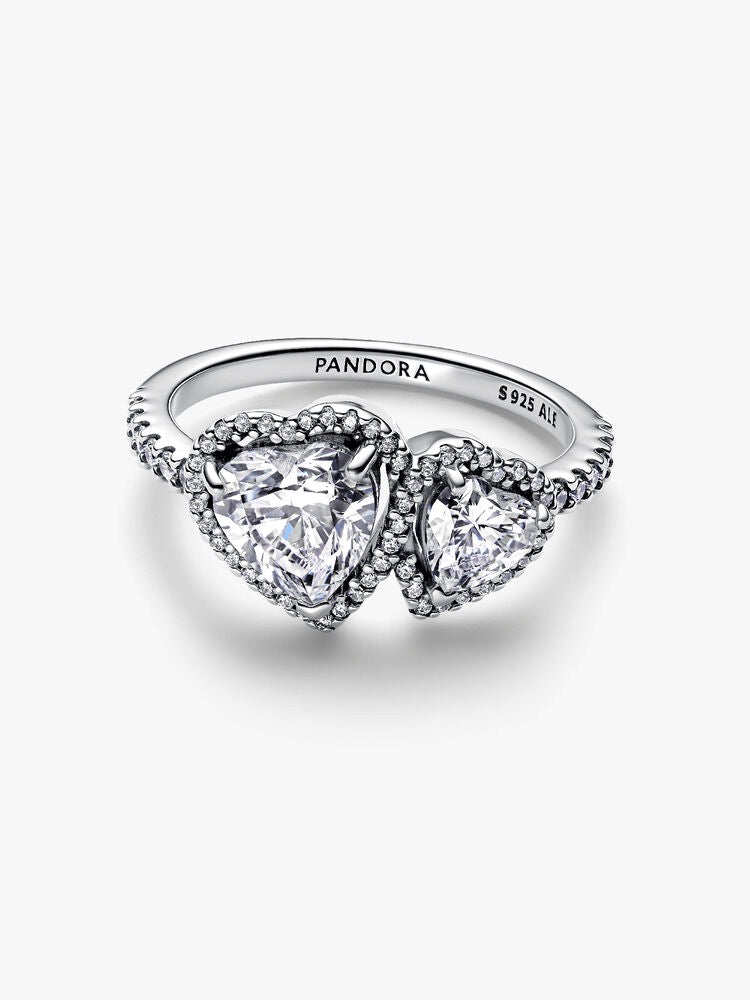 Sparkling Halo Hearts Ring