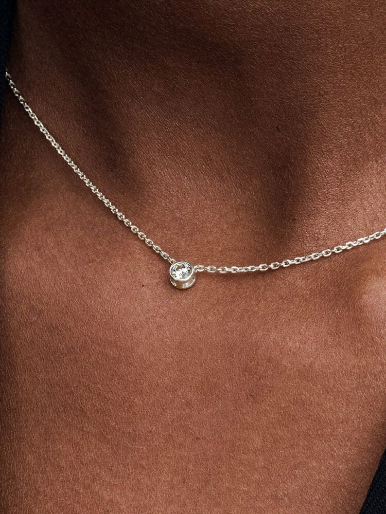 Pandora Era Bezel Sterling Silver Lab-grown Diamond Pendant Necklace