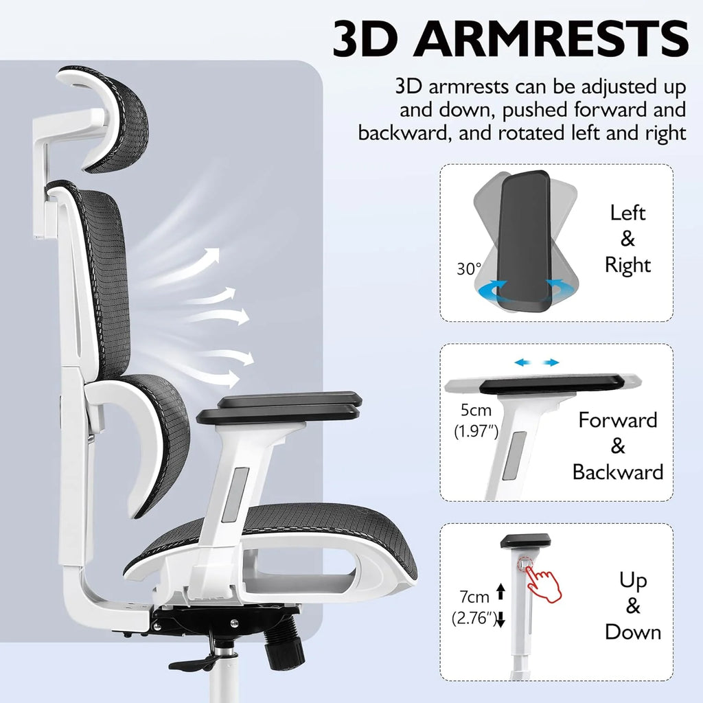 Primy Ergonomic Gaming Office Chair, 23 in D x 12 in W x 20 in H - PR988ZK
