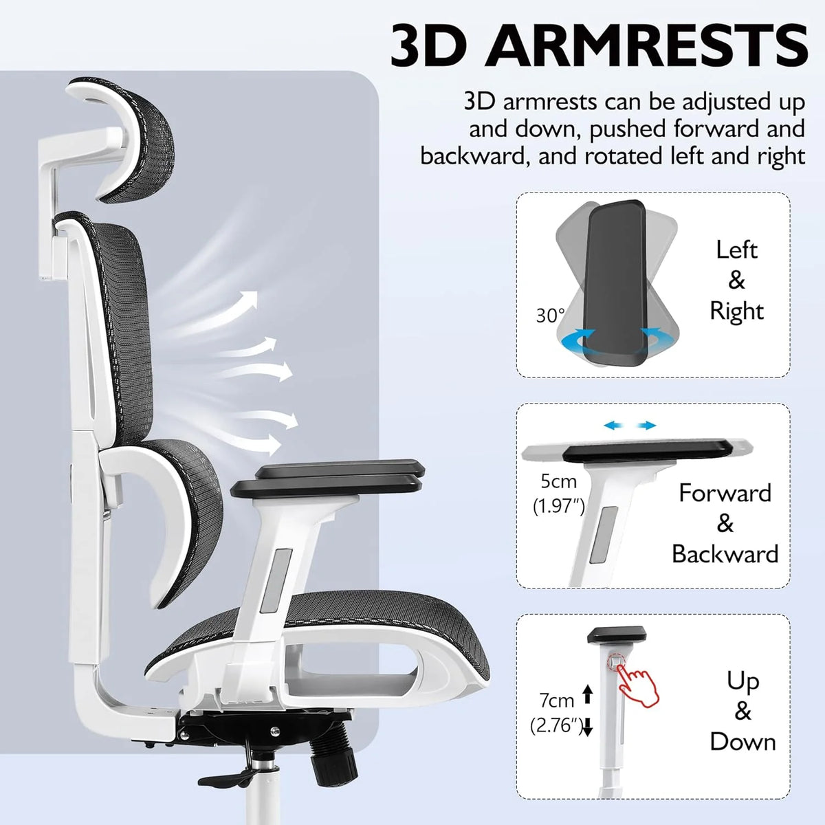 Primy Ergonomic Gaming Office Chair, 23 in D x 12 in W x 20 in H - PR988ZK