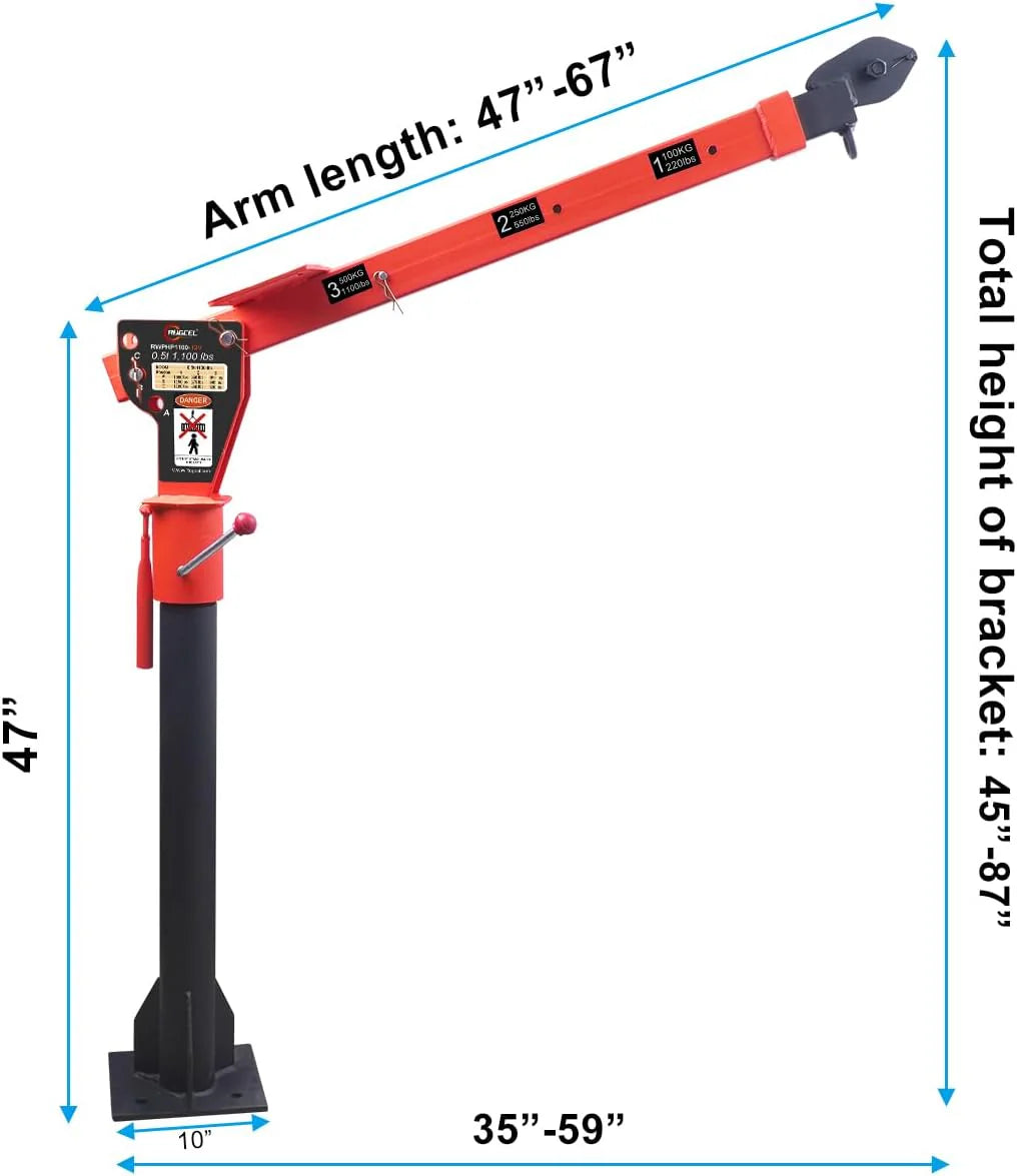 GRIPWAY Folding Truck-Mounted Crane With 110V Electric Hoist, 1100lb Capacity - 1100LB+110V Hoist