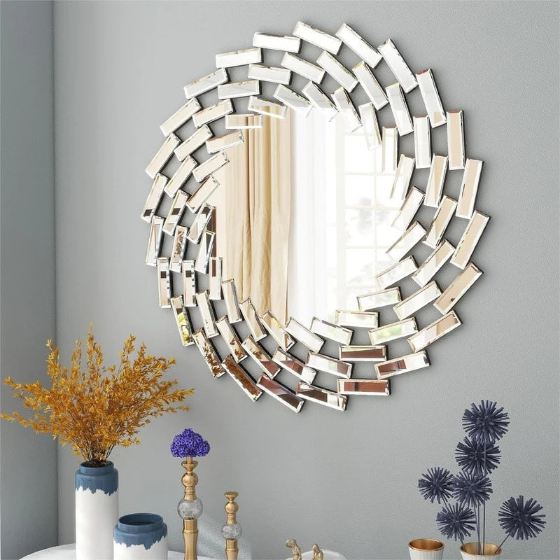 Round Spiral Sunburst Decorative Wall Mirror