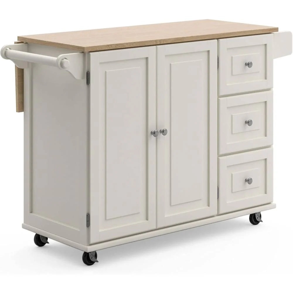 homestyles Dolly Madison Mobile Kitchen Island Cart, Soft White, 18in D x 53in W x 36in H