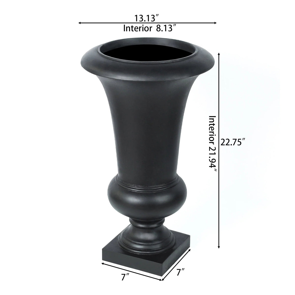 Handmade Fiber Stone Urn Planter Pot, 22.75 in Tall x 13.13 in Diameter