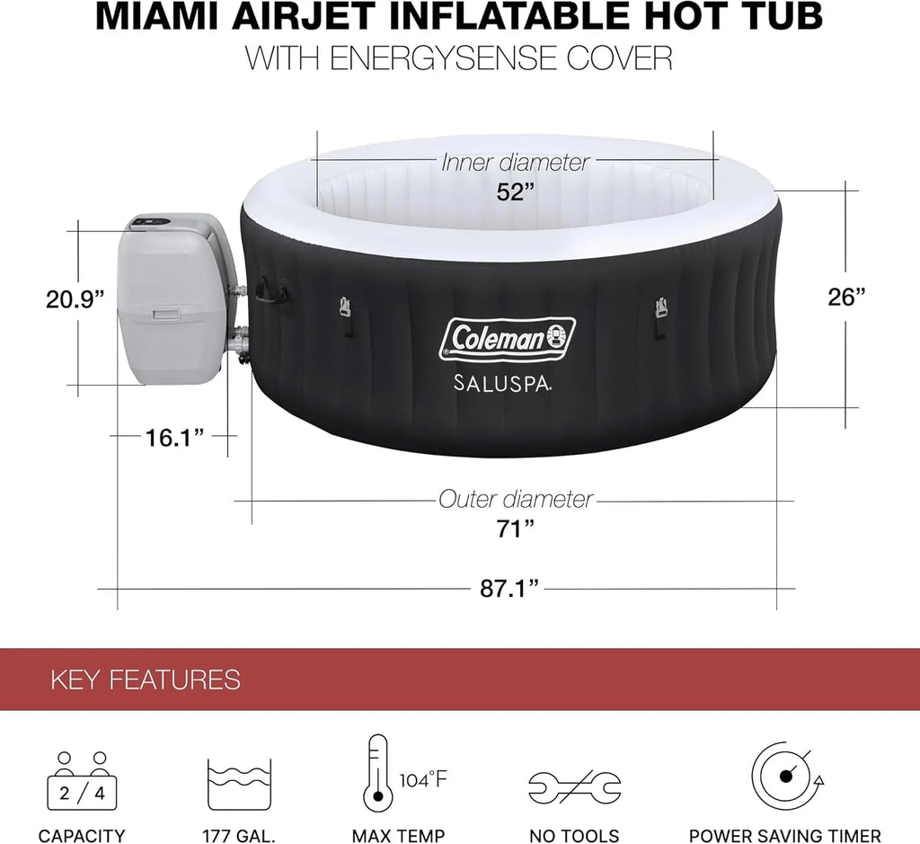 2-4 Person Inflatable Hot Tub With 120 Air Jets And Insulated Cover