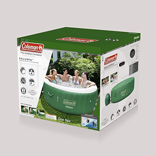 Bestway Coleman SaluSpa Inflatable Hot Tub Spa, Green & White, 77 in x 77 in x 28 in